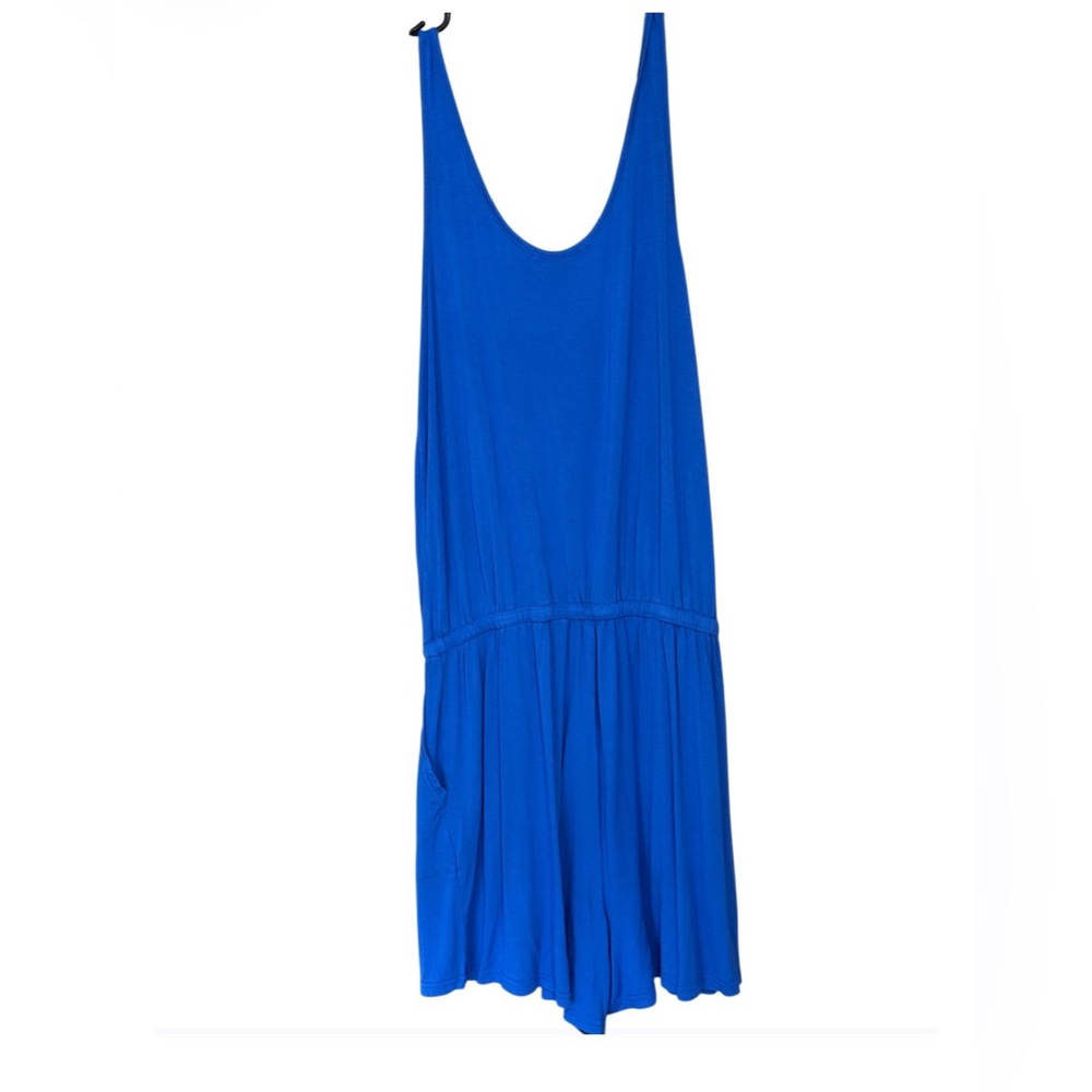 Reoria Cobalt Blue Romper Large Sleeveless Drawstring Travel Lounge - Picture 4 of 4